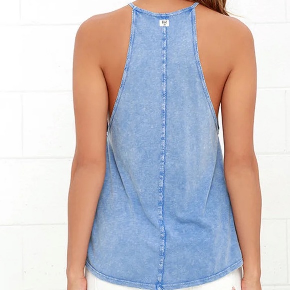 Billabong To the Point Washed Blue Tank Top Halter Neck Flowy Top - Picture 2 of 8